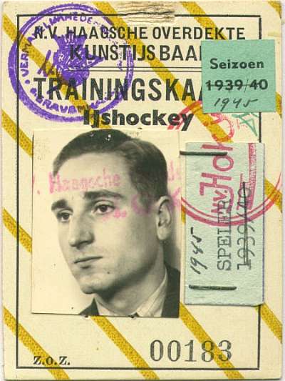 Traingskaart Piet van Heeswijk 1945, met foto uit 1939