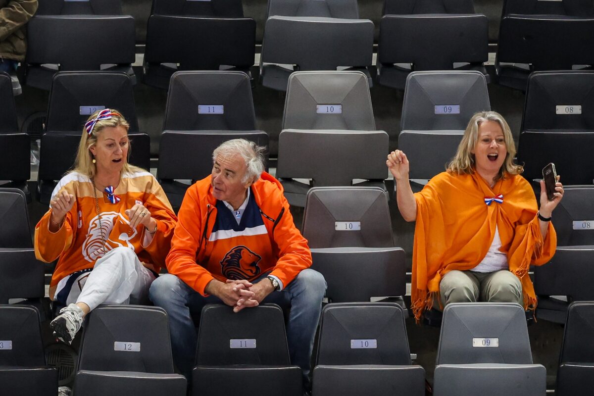 Actie uit de wedstrijd Nederland vs Denemarken WK China 2025