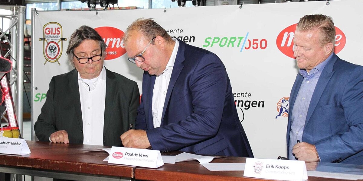 Tekening contract nieuwe hoofdsponsor Gijs Groningen Marne