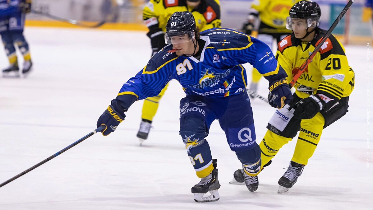 Max Hermens in actie tegen Krefeld Penguine in een oefenwedstrijd
