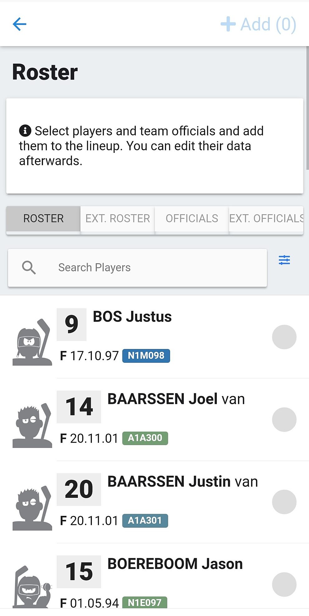 07 Spelers toevoegen uit longlist