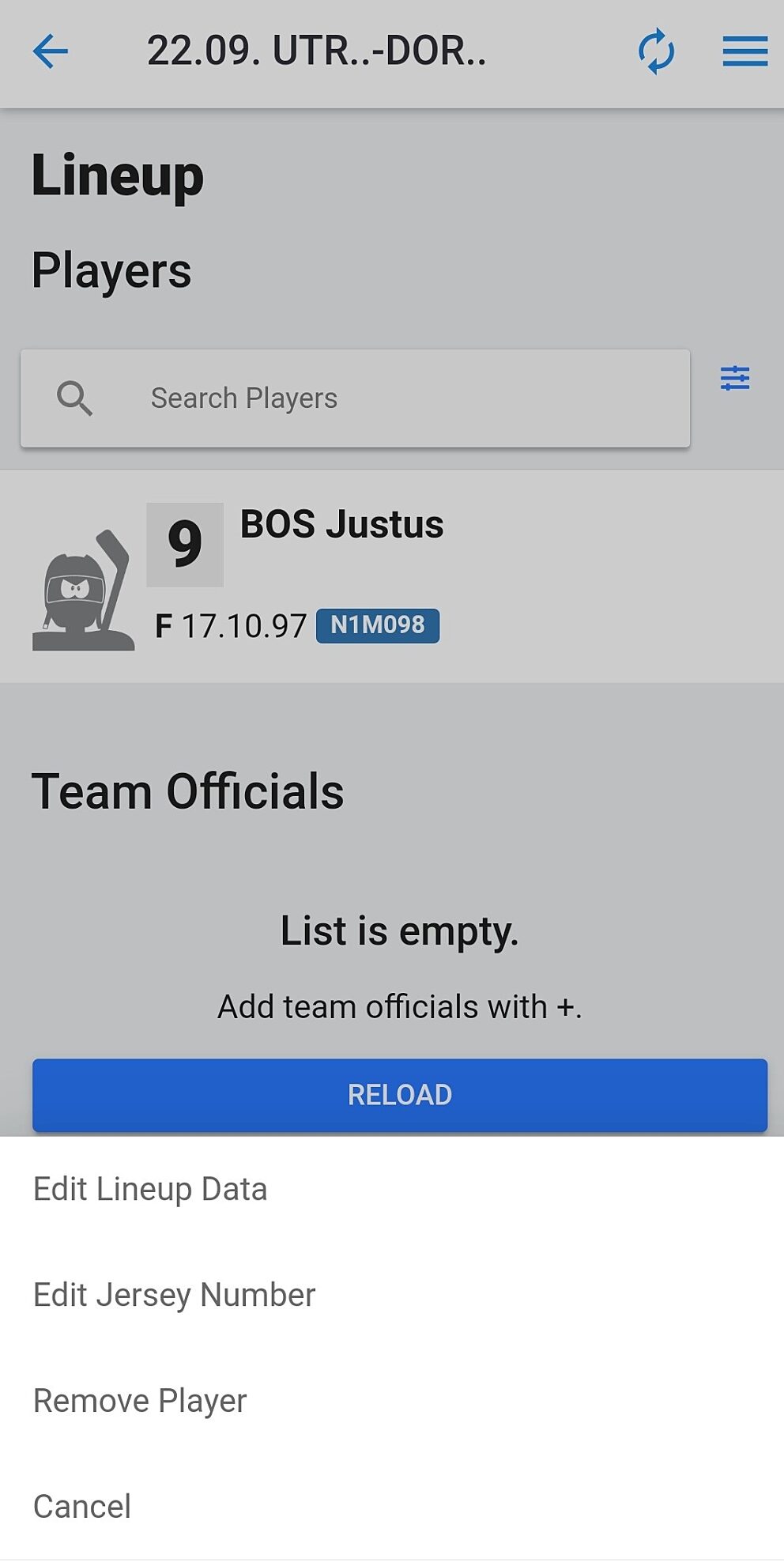 10 Eventueel spelers gegevens aanvullen